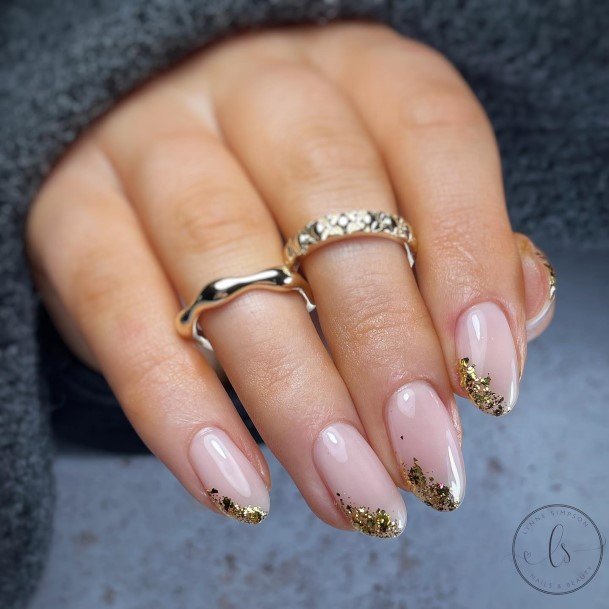 Elaborate Styles For Womens Gold French Tip Nail