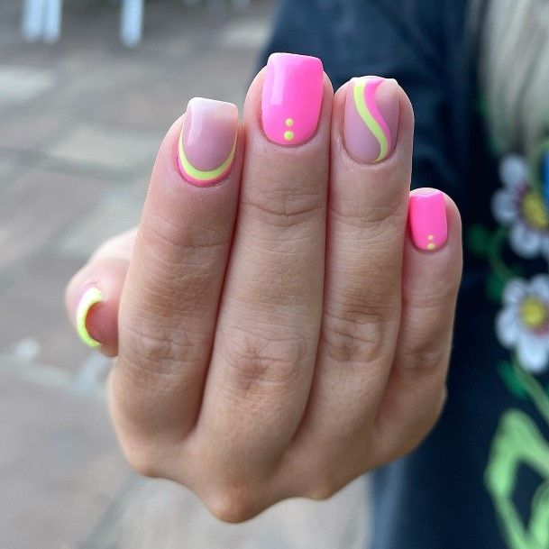 Elaborate Styles For Womens Green And Pink Nail