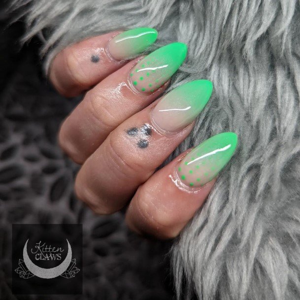 Elaborate Styles For Womens Green Ombre Nail