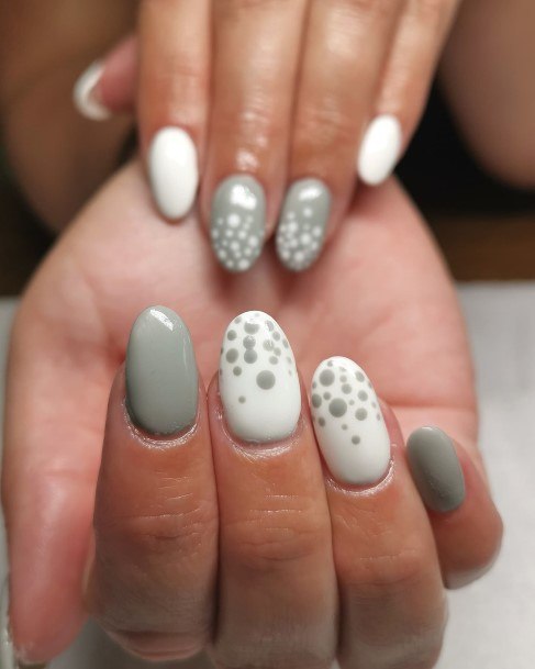 Elaborate Styles For Womens Grey And White Nail