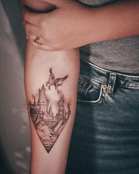 Elaborate Styles For Womens Harry Potter Tattoo Forearm