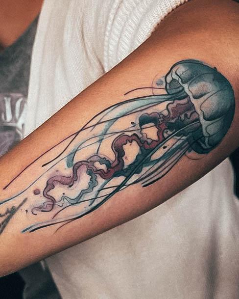 Elaborate Styles For Womens Jellyfish Tattoo