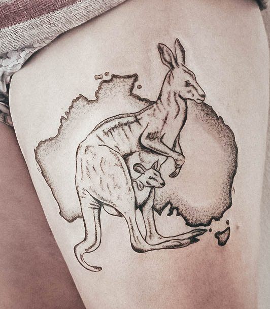 Elaborate Styles For Womens Kangaroo Tattoo