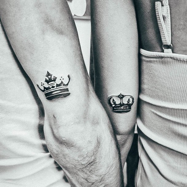 Elaborate Styles For Womens King And Queen Tattoo Tricep Arm