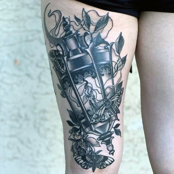 Elaborate Styles For Womens Lantern Tattoo