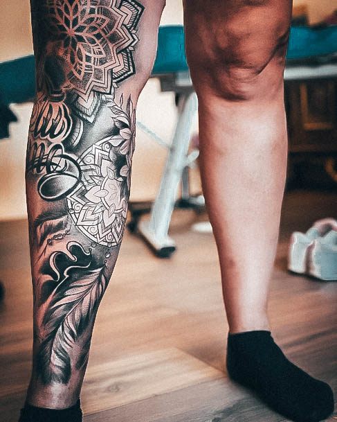 Elaborate Styles For Womens Leg Sleeve Tattoo