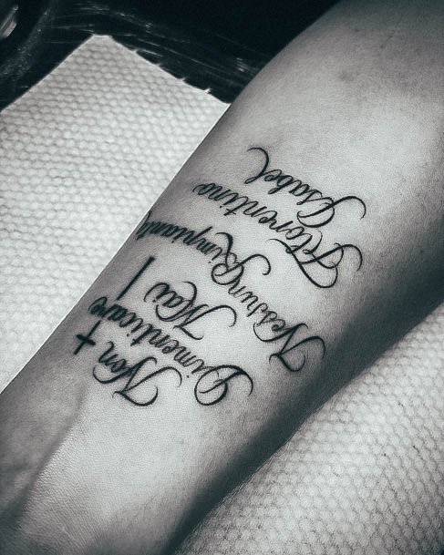 Elaborate Styles For Womens Lettering Tattoo Quote