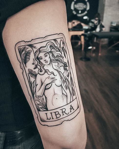 Elaborate Styles For Womens Libra Tattoo Card