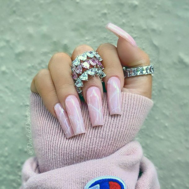 Elaborate Styles For Womens Long Pink Nail