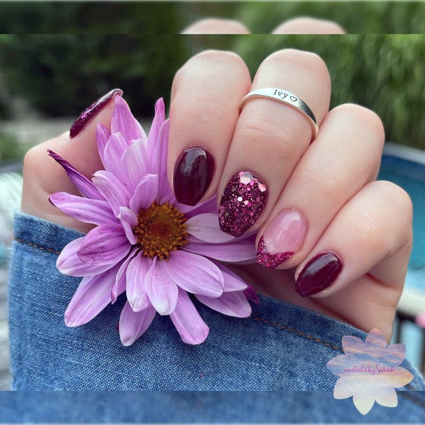 Top 100 Best Maroon And Pink Nails For Women - Girl's Fingernail Ideas