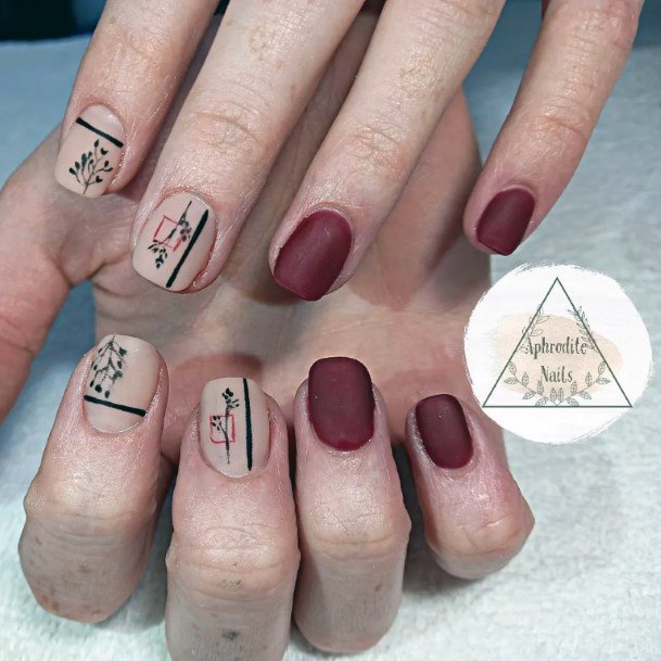 Elaborate Styles For Womens Maroon Nail