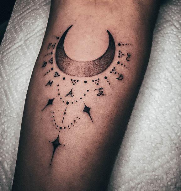 Elaborate Styles For Womens Moon Tattoo