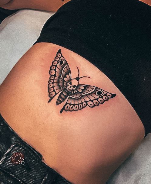 Elaborate Styles For Womens Moth Tattoo