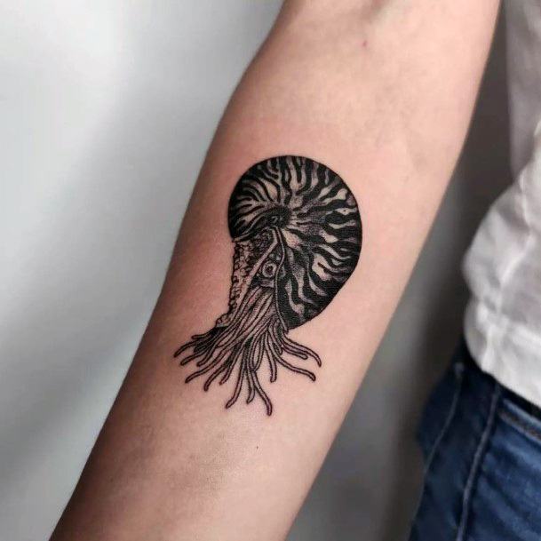 Elaborate Styles For Womens Nautilus Tattoo