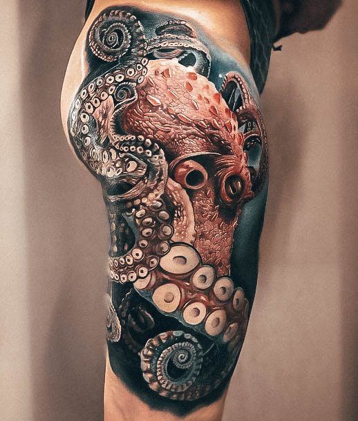 Elaborate Styles For Womens Octopus Tattoo Ultra Realistic