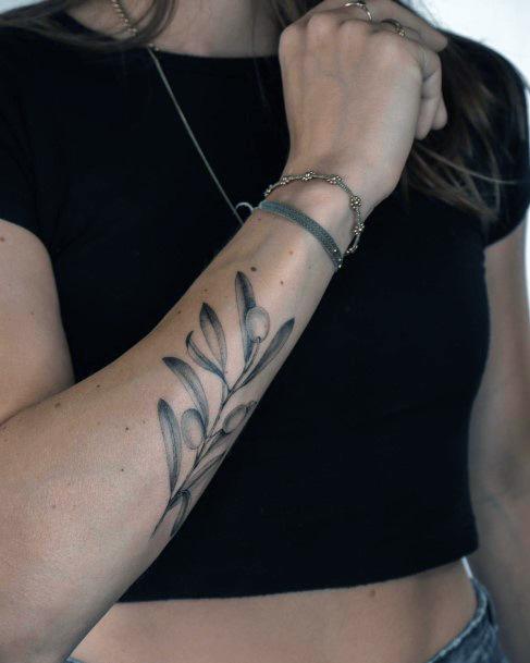 Elaborate Styles For Womens Olive Branch Tattoo