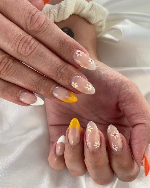 Elaborate Styles For Womens Orange And White Nail