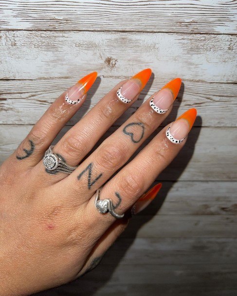 Elaborate Styles For Womens Orange French Tip Nail