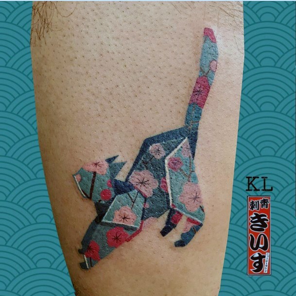 Elaborate Styles For Womens Origami Tattoo