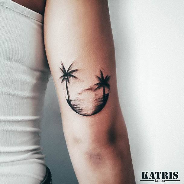 Elaborate Styles For Womens Palm Tree Tattoo