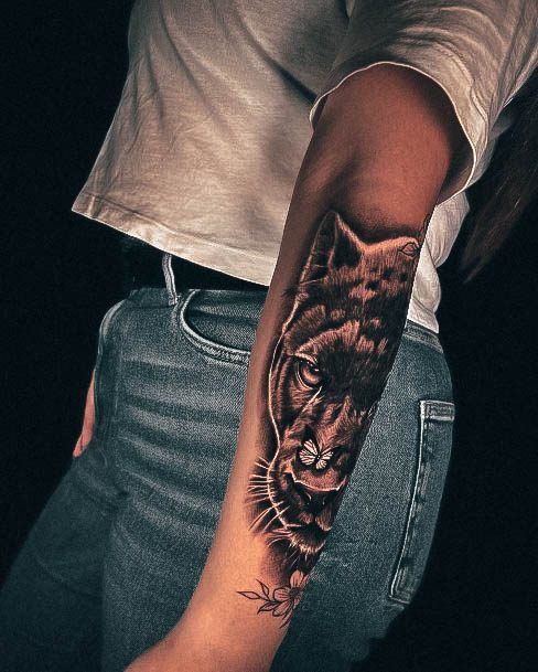 Elaborate Styles For Womens Panther Tattoo