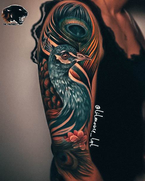 Peacock Feather Black and Grey Tattoo – Tattoos Wizard Designs