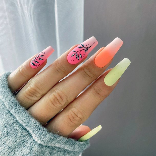 Elaborate Styles For Womens Pink And Orange Nail