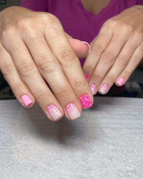 Elaborate Styles For Womens Pink Ombre With Glitter Nail