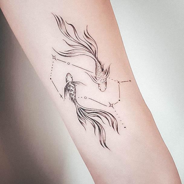 Elaborate Styles For Womens Pisces Tattoo