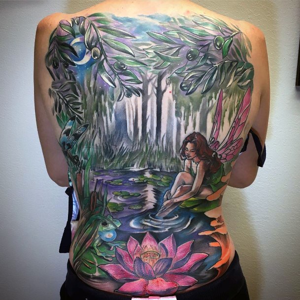 Elaborate Styles For Womens Pond Tattoo