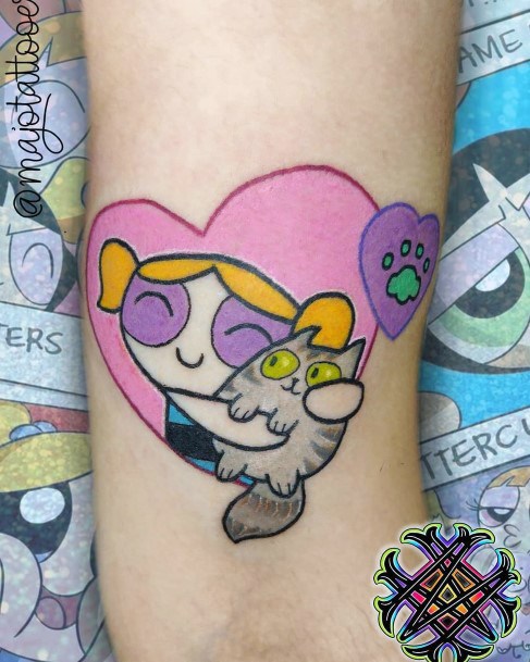 Elaborate Styles For Womens Powerpuff Girls Bubbles Tattoo