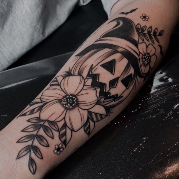 Elaborate Styles For Womens Pumpkin Tattoo