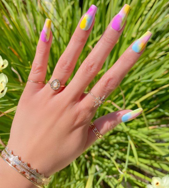 Elaborate Styles For Womens Rainbow Nail