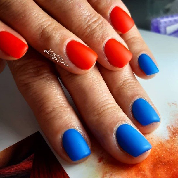 Elaborate Styles For Womens Red And Blue Nail