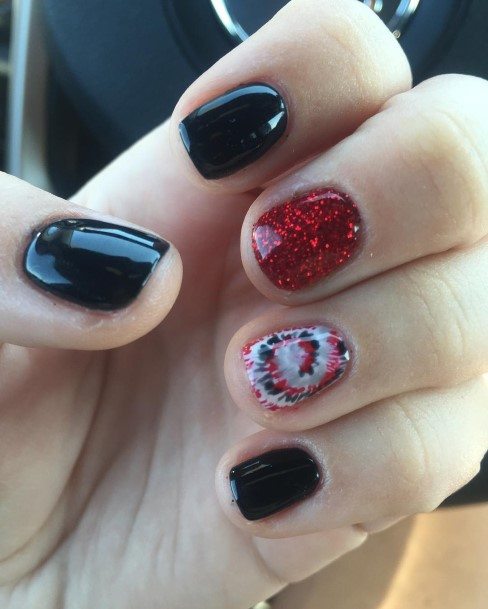 Elaborate Styles For Womens Red And Grey Nail