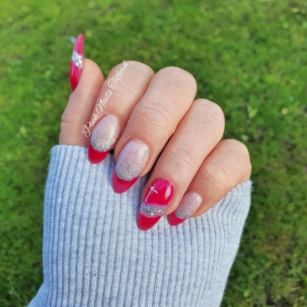 Elaborate Styles For Womens Red And Silver Nail