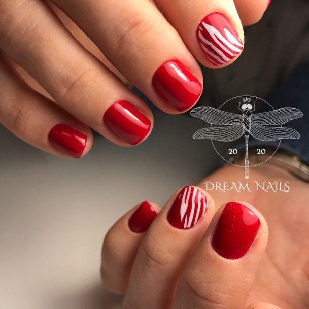 Elaborate Styles For Womens Red And White Nail