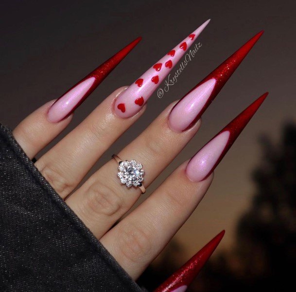 Elaborate Styles For Womens Red French Tip Nail
