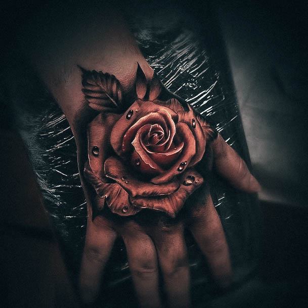 Elaborate Styles For Womens Rose Hand Tattoo 3d