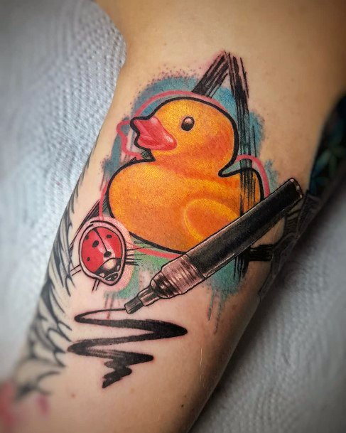 Elaborate Styles For Womens Rubber Duck Tattoo