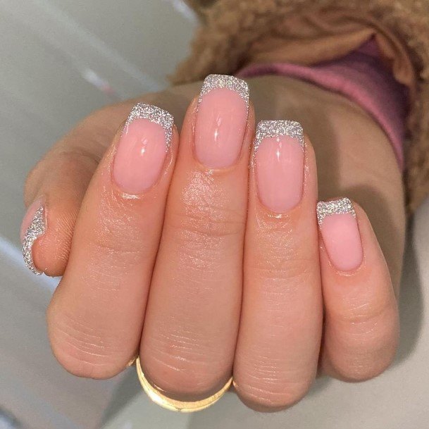 Elaborate Styles For Womens Silver French Tip Nail