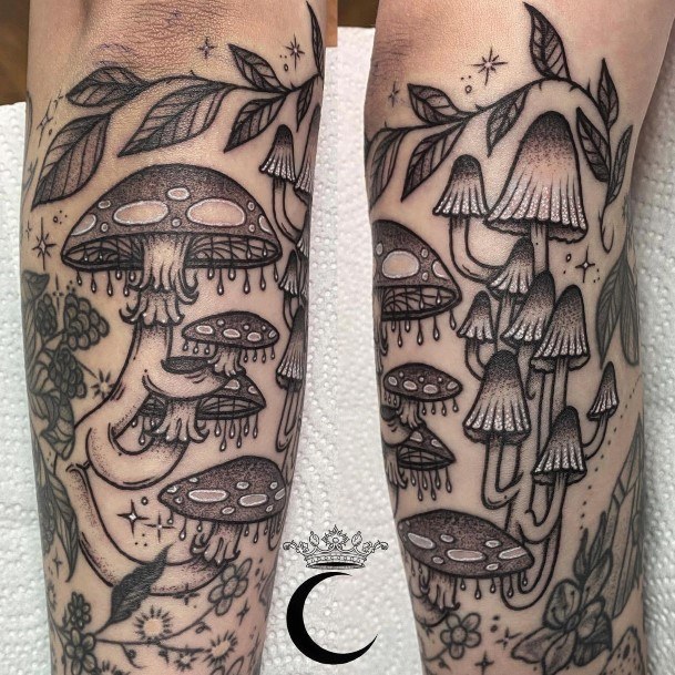 Elaborate Styles For Womens Small Mushroom Tattoo