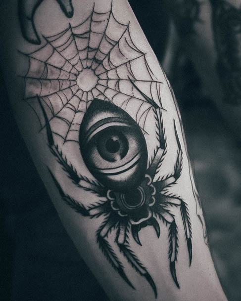 Elaborate Styles For Womens Small Spider Web Tattoo