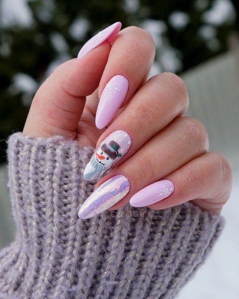 Elaborate Styles For Womens Snowman Nail