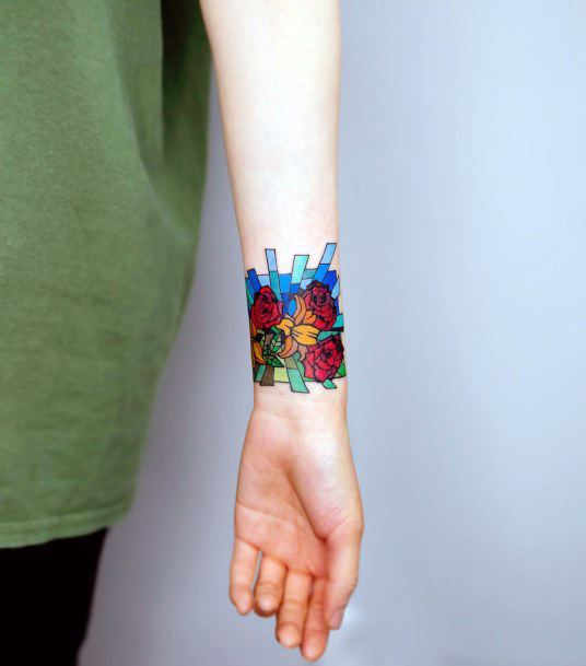 Elaborate Styles For Womens Stained Glass Tattoo