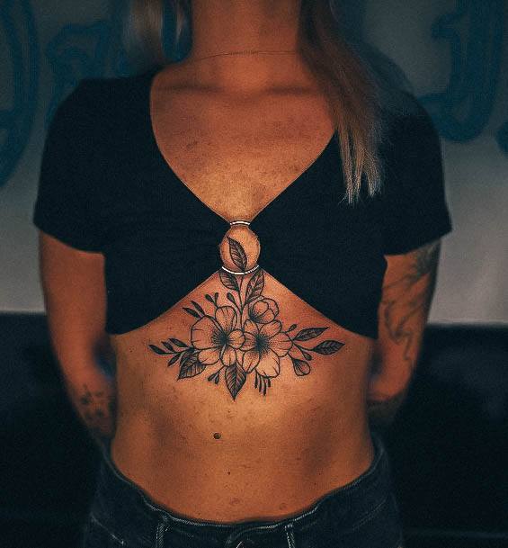 Elaborate Styles For Womens Stomach Tattoo