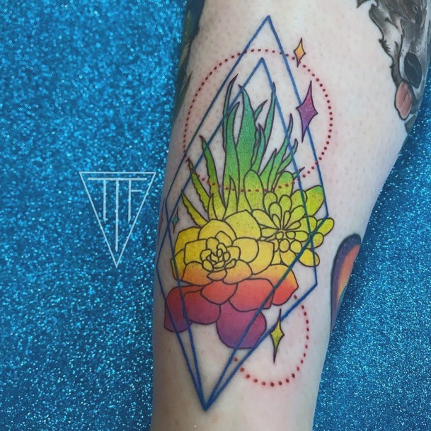 Elaborate Styles For Womens Succulent Tattoo