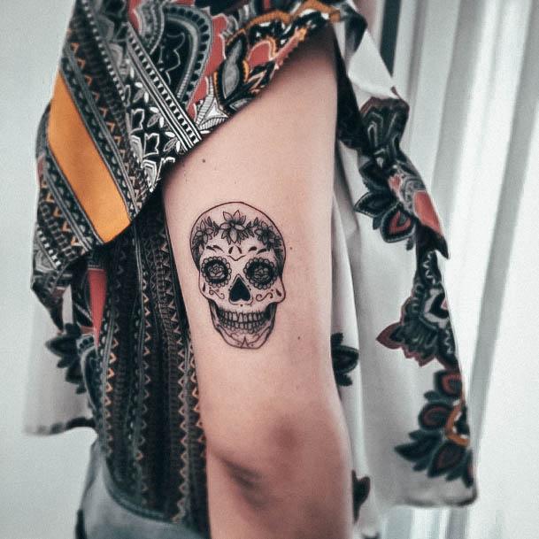 Elaborate Styles For Womens Sugar Skull Tattoo