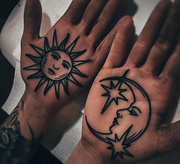 Elaborate Styles For Womens Sun And Moon Tattoo