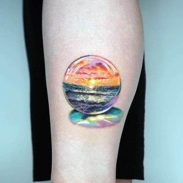 Elaborate Styles For Womens Sunset Sunrise Tattoo